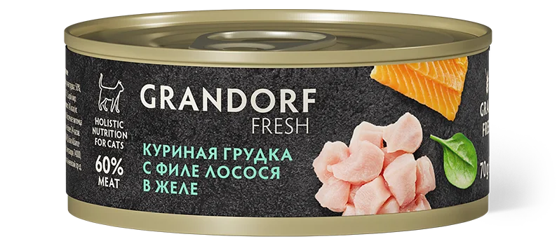 GDF консервы д/к Куриная грудка с филе лосося в желе 70 г