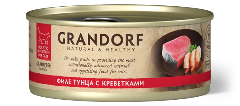 GD Консервы для кошек Филе тунца с креветками 70 гр.