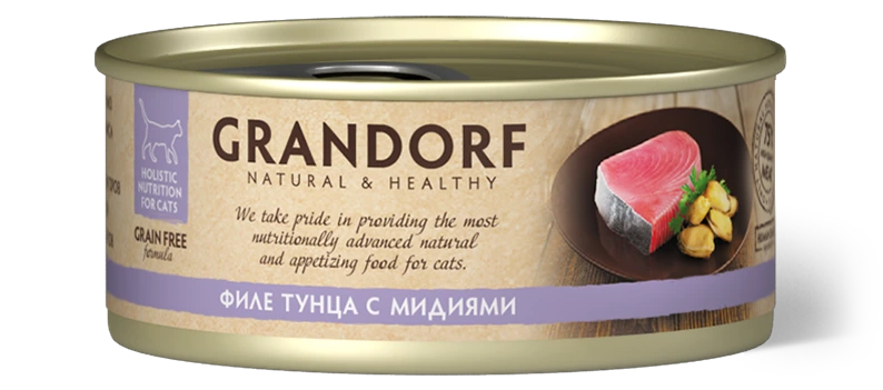 GD Консервы для кошек Филе тунца с мидиями 70 гр.